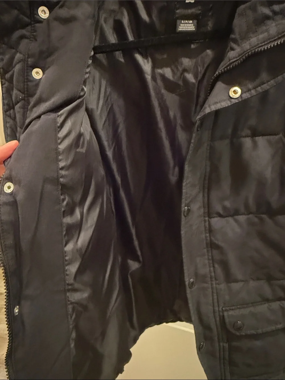 DC Men's Dark Navy Quilted Puffer Jacket with Stand Collar